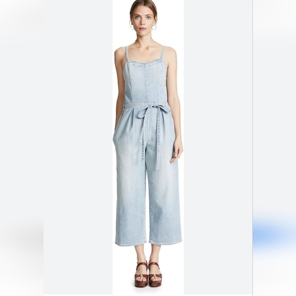 Adriano Goldshmeid Light Blue Distressed Denim Overalls Size XS - Picture 1 of 13